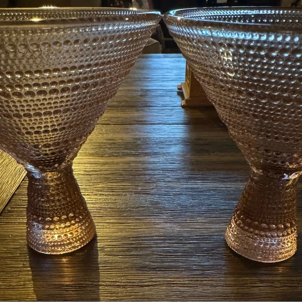 Schott Zwiesel Pink Textured Glass Martini Coupes - Set of 2